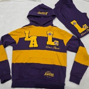 LA Lakers Keiser Clark NBA 2 Piece Set Hoodie & Pants Men’s Sz S no (no string)
